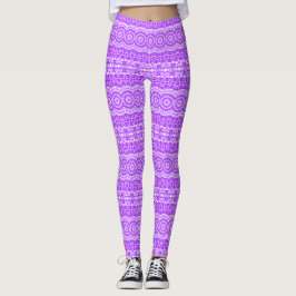 Levendig Violet Mandala Kaleidoscoop Patroon Leggings