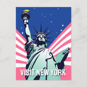 Levendig Vrijheidsbeeld VS - Visit New York Briefkaart