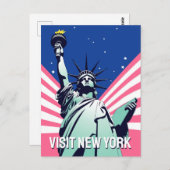 Levendig Vrijheidsbeeld VS - Visit New York Briefkaart (Voorkant / Achterkant)