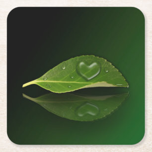 Levendig warm water op leder vierkante kartonnen onderzetter