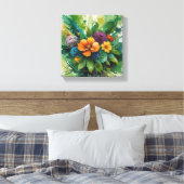 Levendig Waterverf Bloemen Boeket Canvas Afdruk (Insitu (Slaapkamer))