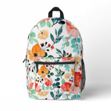 Levendig Waterverf Bloemmotief Oranje Blauwe Kleur
