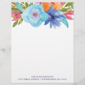 levendig | Waterverf Floral Bouquet Briefhoofd (Voorkant)