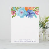 levendig | Waterverf Floral Bouquet Briefhoofd (Staand voorkant)