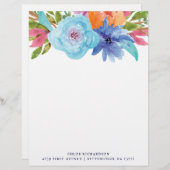 levendig | Waterverf Floral Bouquet Briefhoofd (Voorkant / Achterkant)