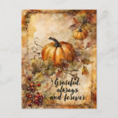Levendig Waterverf Pompoen & Herfstbladeren Oogst Briefkaart (Voorkant)
