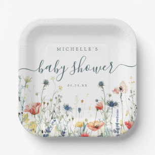 Levendig Wildflower Baby shower Papieren Bordje