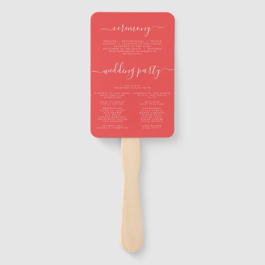 Levendig Wildflower bruiloft programma Handwaaier (Achterkant)