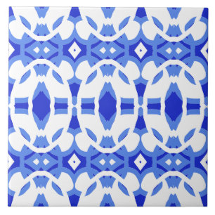 Levendig wit & blauw klassiek patroon tegeltje