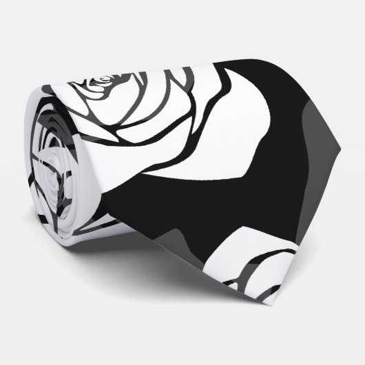 Levendig  witte rozen stropdas (Opgerold)