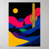Levendig woestijnlandschap bij nacht poster (Voorkant)