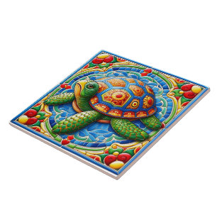 Levendig Zee Schildpad Ocean Art Tegeltje