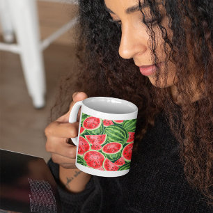 Levendig Zomer Watermeloen Schijfjes Patroon Koffiemok
