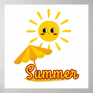 Levendig zomerzonneschijnontwerp poster