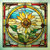 Levendig Zonnebloem Faux Glas in lood Raamsticker (Vel 3)