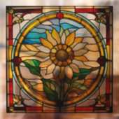 Levendig Zonnebloem Faux Glas in lood Raamsticker (Vel 2)