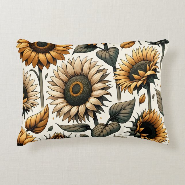 Levendig zonnebloempatroon accent kussen (Voorkant)