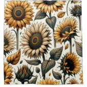 Levendig zonnebloempatroon douchegordijn (Voorkant)