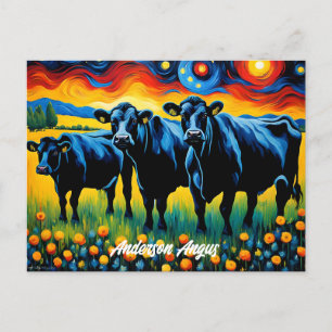 Levendig zwart Angus rundvee Briefkaart