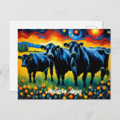 Levendig zwart Angus rundvee Briefkaart (Voorkant / Achterkant)