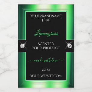 Levendig Zwart Groen Shiny Brilliants Product Labe Voedselcontainer Etiket