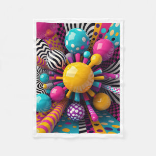 Levendige 3D Abstracte Bollen en Patronen Dekbed Fleece Deken