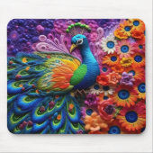 Levendige 3D Peacock Muismat (Voorkant)