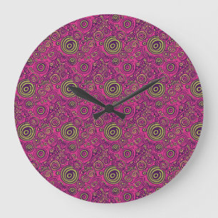 Levendige 60s Psychedelische Paisley Retro Werveli Grote Klok