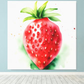 Levendige aardbei canvas afdruk (Insitu (Houten vloer))