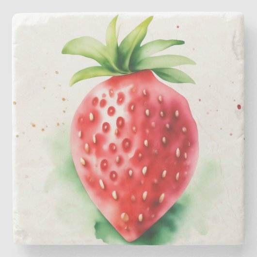 Levendige aardbei stenen onderzetter (Voorkant)