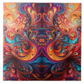 Levendige Abstract Design Keramische Tegel Tegeltje (Voorkant)