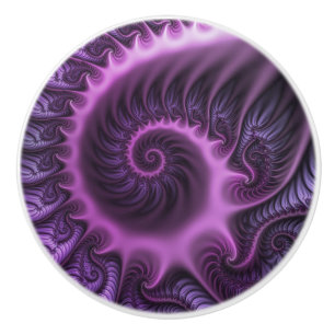 Levendige Abstract Koele Roze Paarse Fractale Kuns Keramische Knop