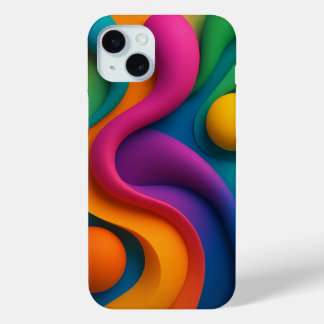 Levendige Abstracte 3D-vormen iPhone 15 Mini Hoesje