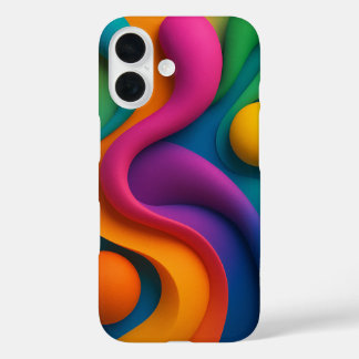 Levendige Abstracte 3D-vormen iPhone 16 Hoesje