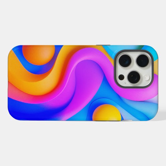 Levendige Abstracte 3D-vormen iPhone Hoesje (Achterkant horizontaal)