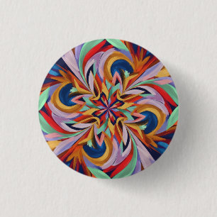 Levendige Abstracte bloei - Kleurrijke muurkunst Ronde Button 3,2 Cm