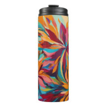 Levendige Abstracte Bloemen Thermische Tumbler