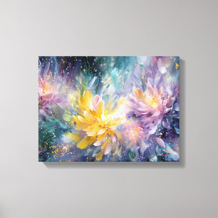 Levendige Abstracte Bloemenschildering met Explosi Canvas Afdruk