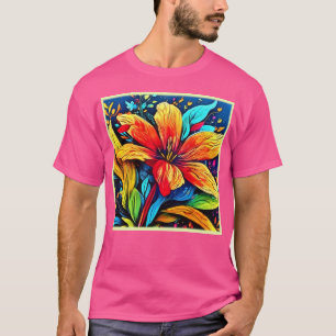Levendige Abstracte bloemenuitbarsting T-shirt