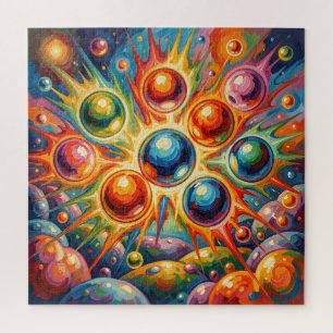 Levendige Abstracte Bollen Stralende Vloeistof Legpuzzel