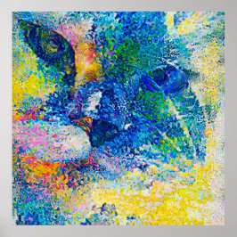 Levendige Abstracte Cat Art Print