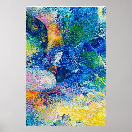 Levendige Abstracte Cat Art Print