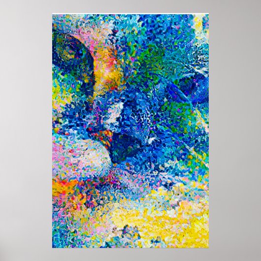 Levendige Abstracte Cat Art Print (Voorkant)