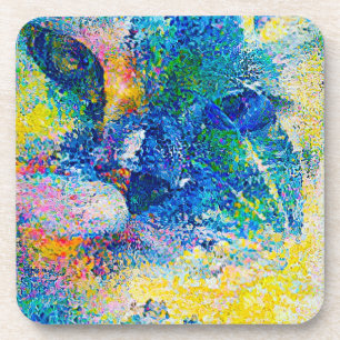 Levendige Abstracte Cat Art Print Bier Onderzetter