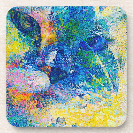 Levendige Abstracte Cat Art Print Bier Onderzetter (Voorkant)