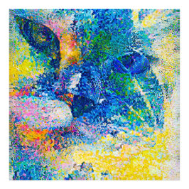 Levendige Abstracte Cat Art Print Foto Afdruk