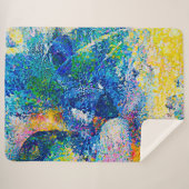 Levendige Abstracte Cat Art Print Sherpa Deken (Voorkant (horizontaal))