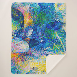 Levendige Abstracte Cat Art Print Sherpa Deken