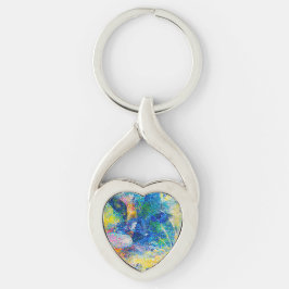 Levendige Abstracte Cat Art Print Sleutelhanger