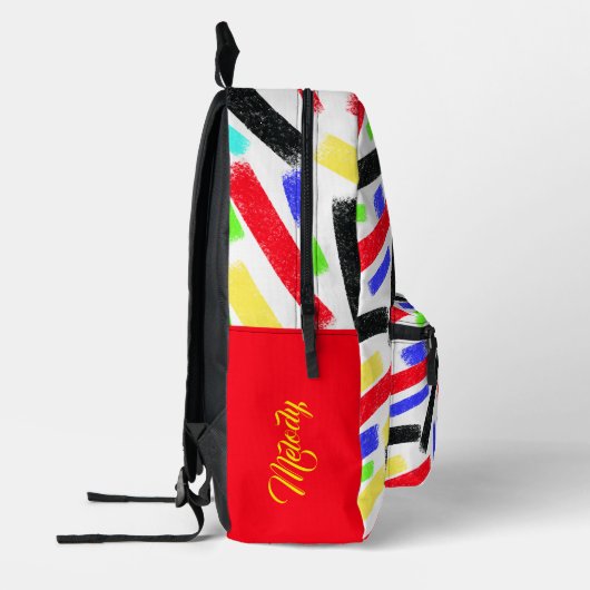 Levendige Abstracte Crayon Lines Bold Artistic Bedrukte Rugzak (Links)